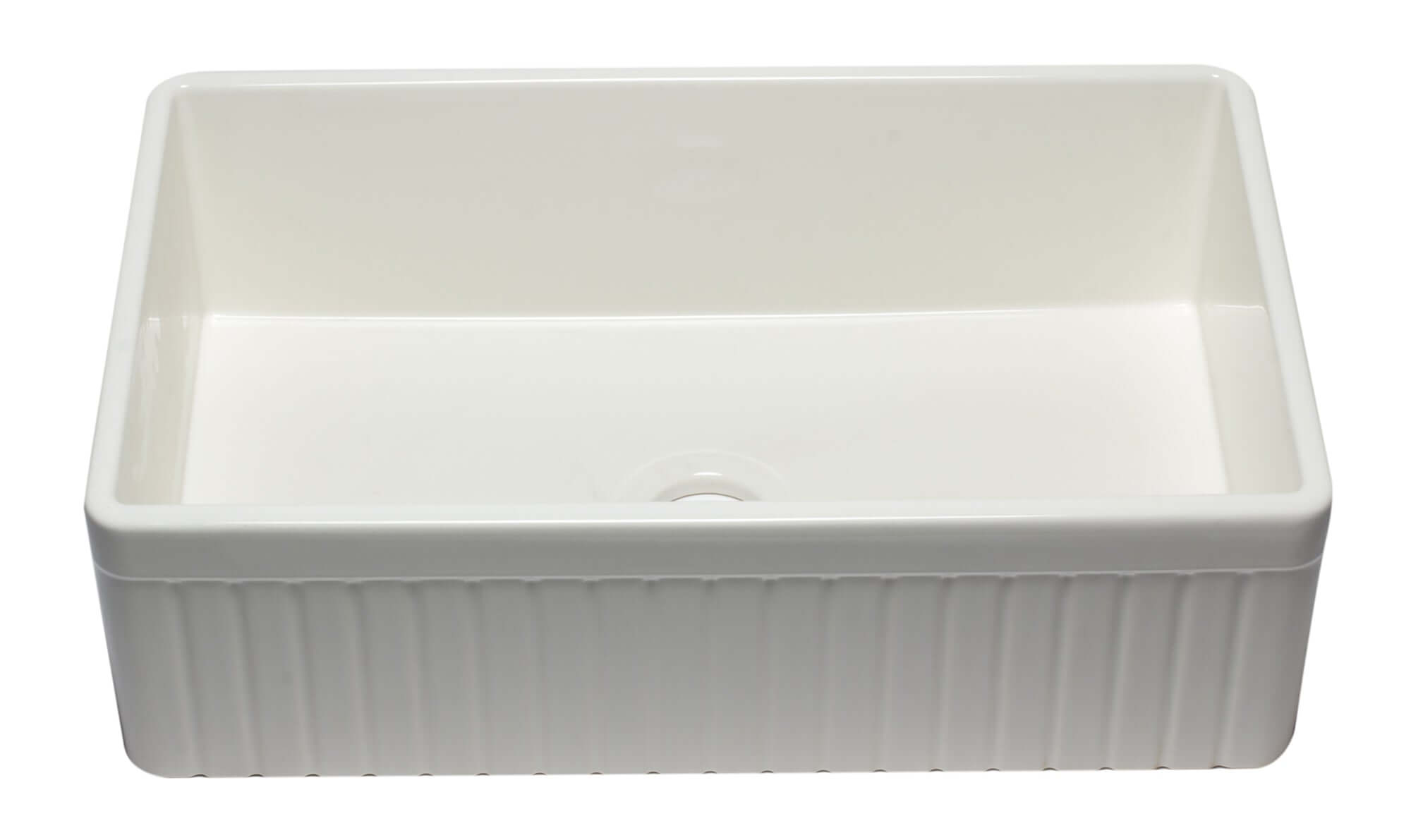 Alternate Image for ALFI 33" Fluted Single Bowl Fireclay Farmhouse Apron Sink, Biscuit, AB532-B