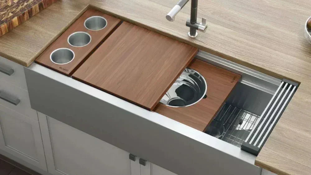 Picture of a Farmhouse Workstation Kitchen Sink 