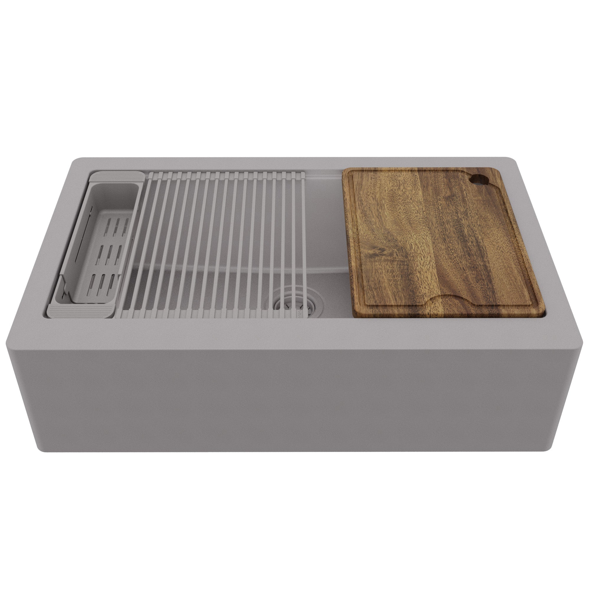 Karran 34 quartz composite workstation farmhouse sink grey product image