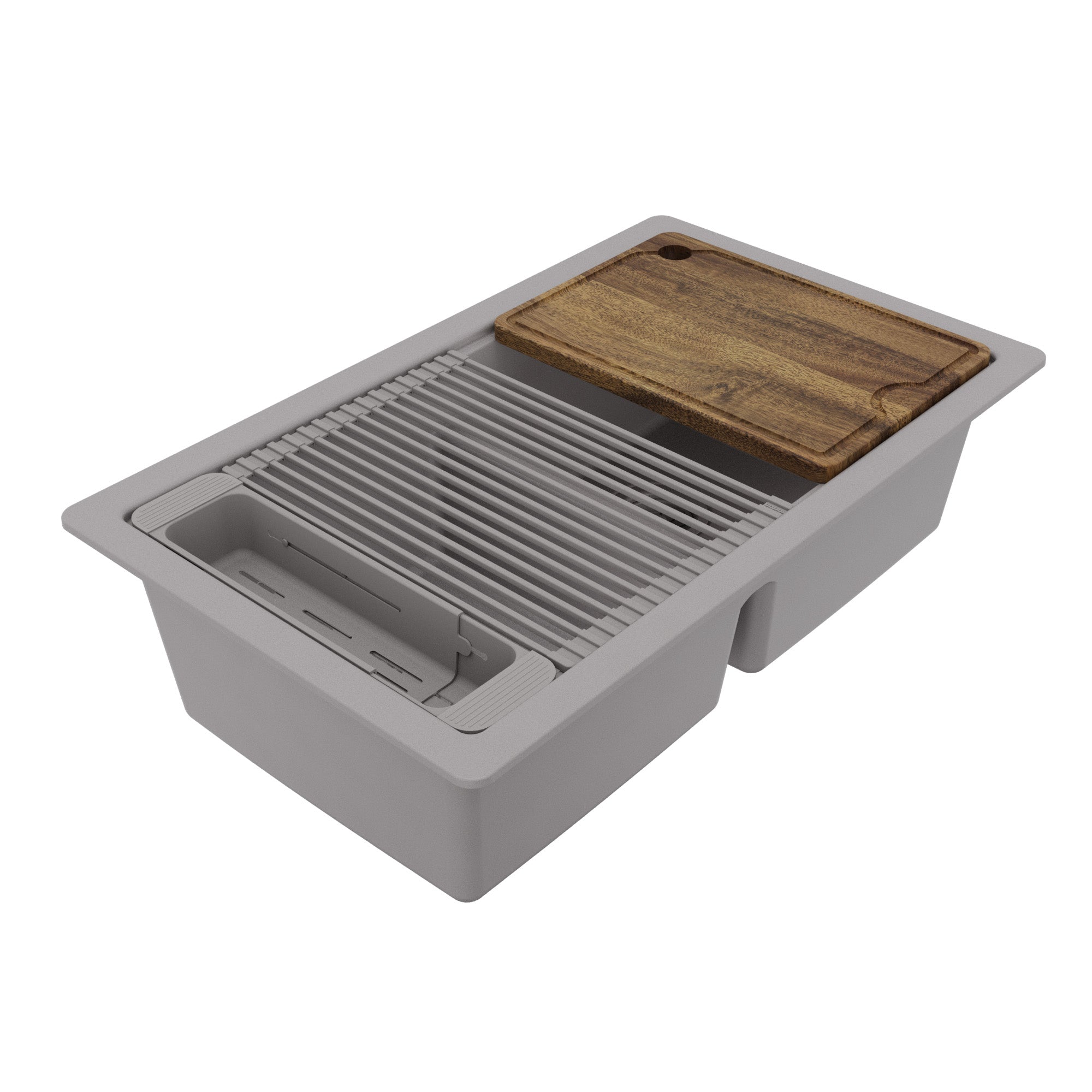 Karran 32 quartz composite workstation kitchen sink 50/50 double bowl grey product image