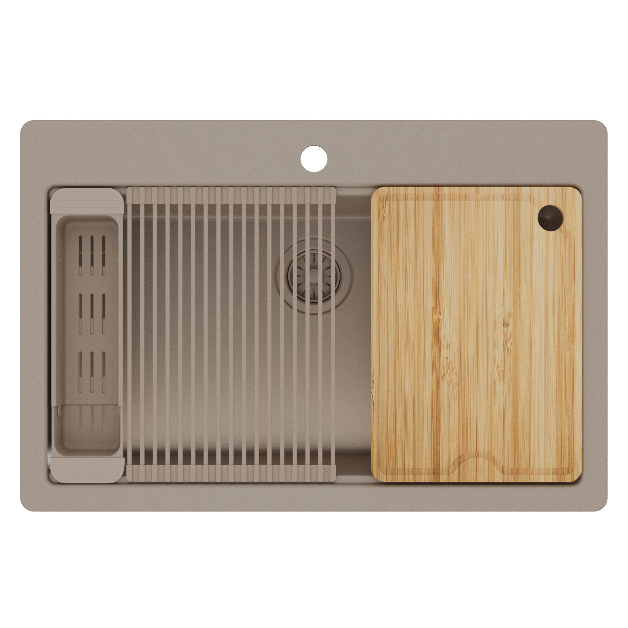 Karran 33 quartz composite workstation kitchen sink concrete product image