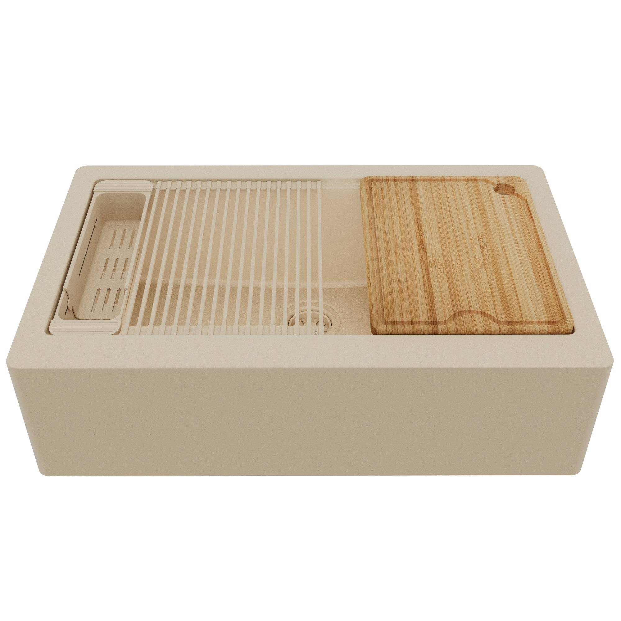 Karran 34 quartz composite workstation farmhouse sink bisque product image
