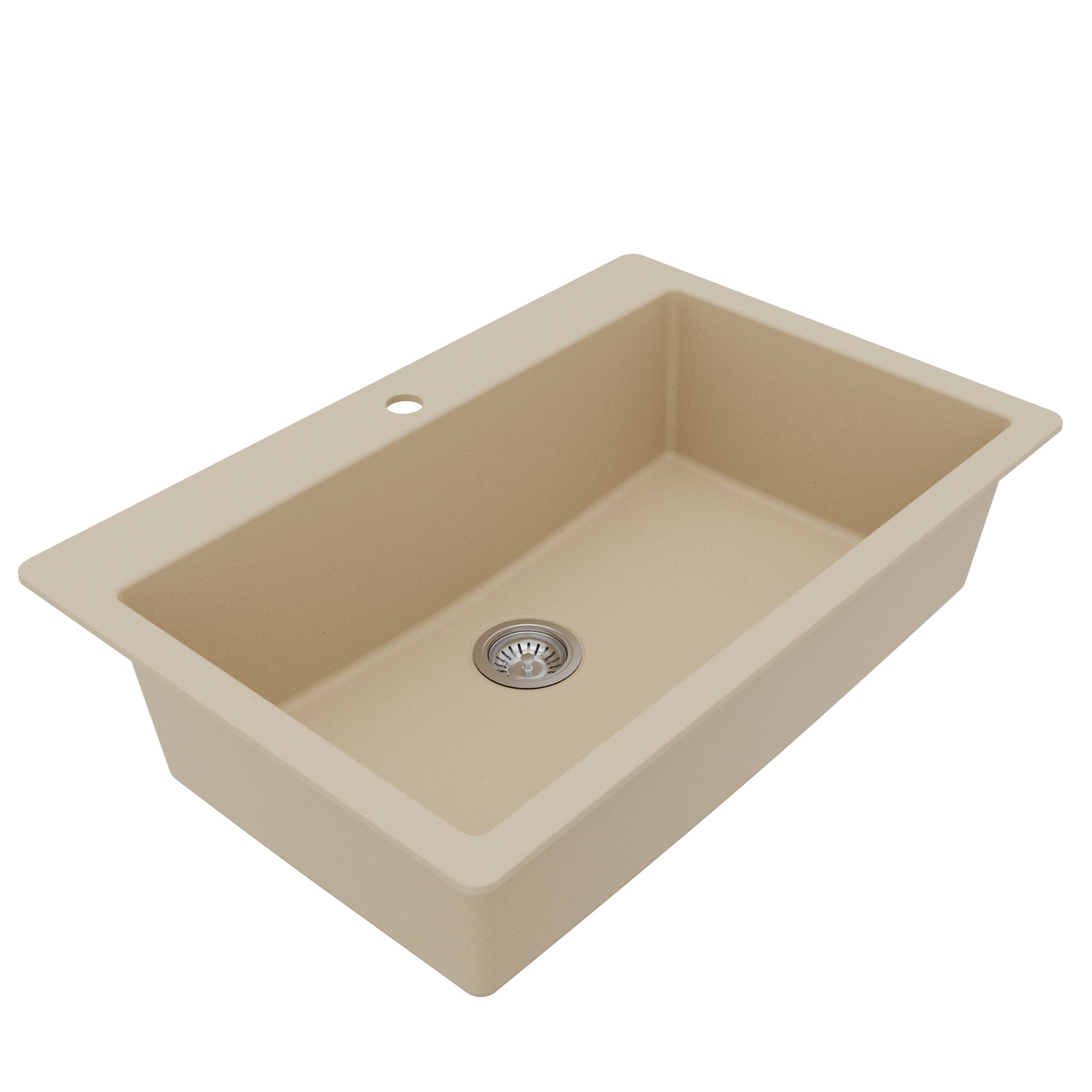 Alternative View of Karran 33" Drop In/Topmount Quartz Composite Kitchen Sink with Accessories, Bisque, QT-812-BI-PK1
