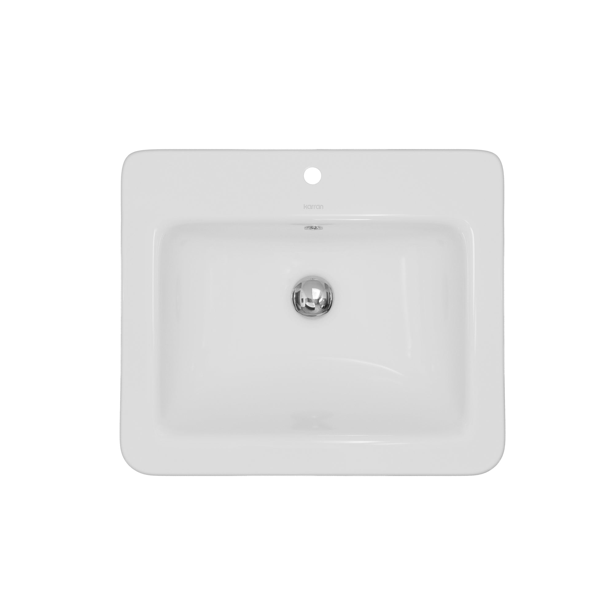 Karran Valera 18.125" x 21.25" Rectangular Drop In/Topmount Vitreous China ADA Bathroom Sink, White, VC-204-WH