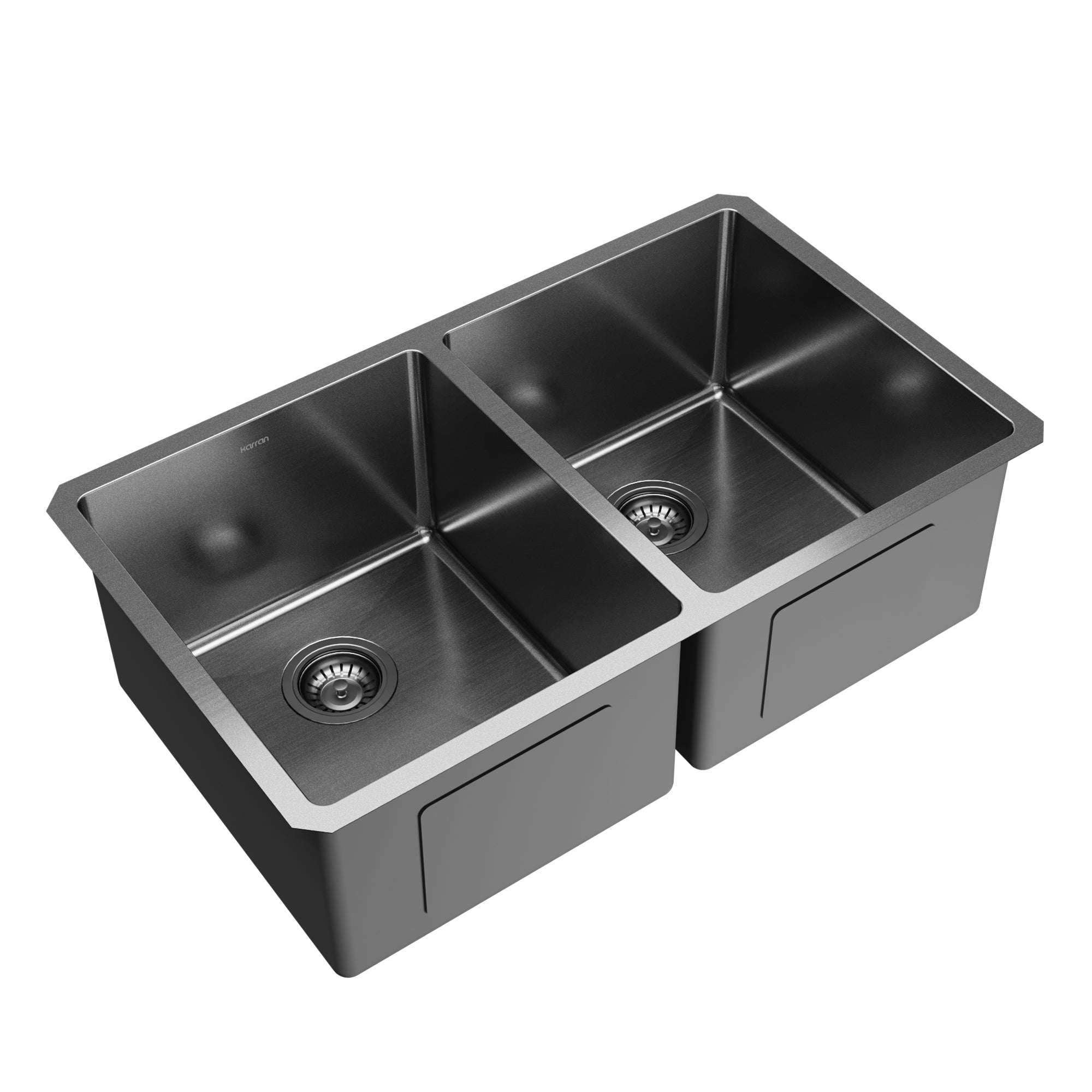 Karran elite 32 stainless steel kitchen sink 50/50 double bowl gunmetal black product image