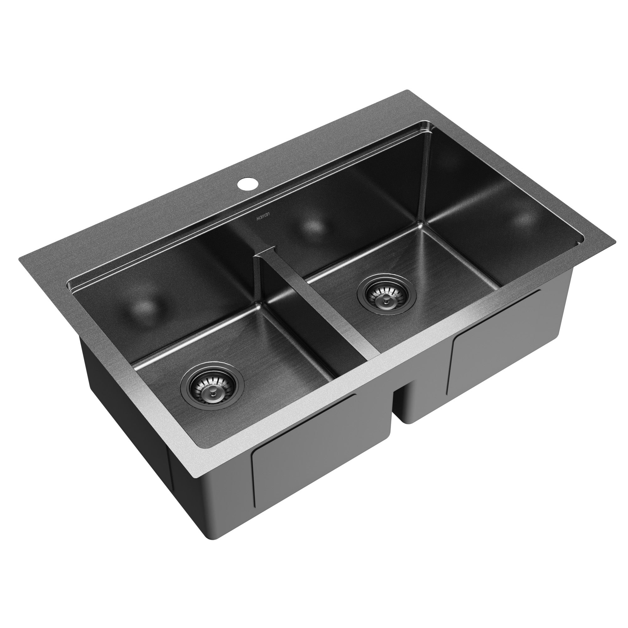 Karran elite workstation 33 stainless steel kitchen sink 50/50 double bowl gunmetal black product image