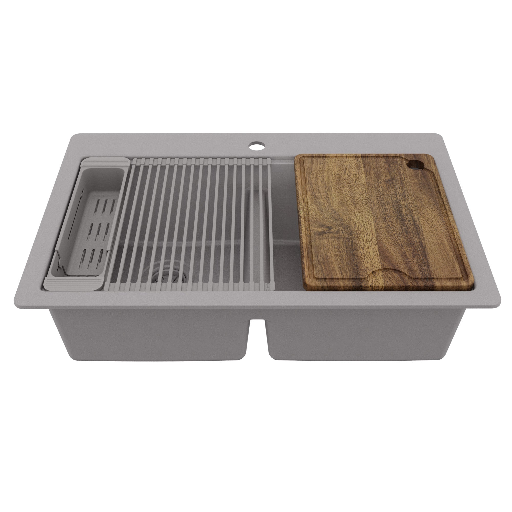 Karran 33 quartz composite workstation kitchen sink 50/50 double bowl grey product image