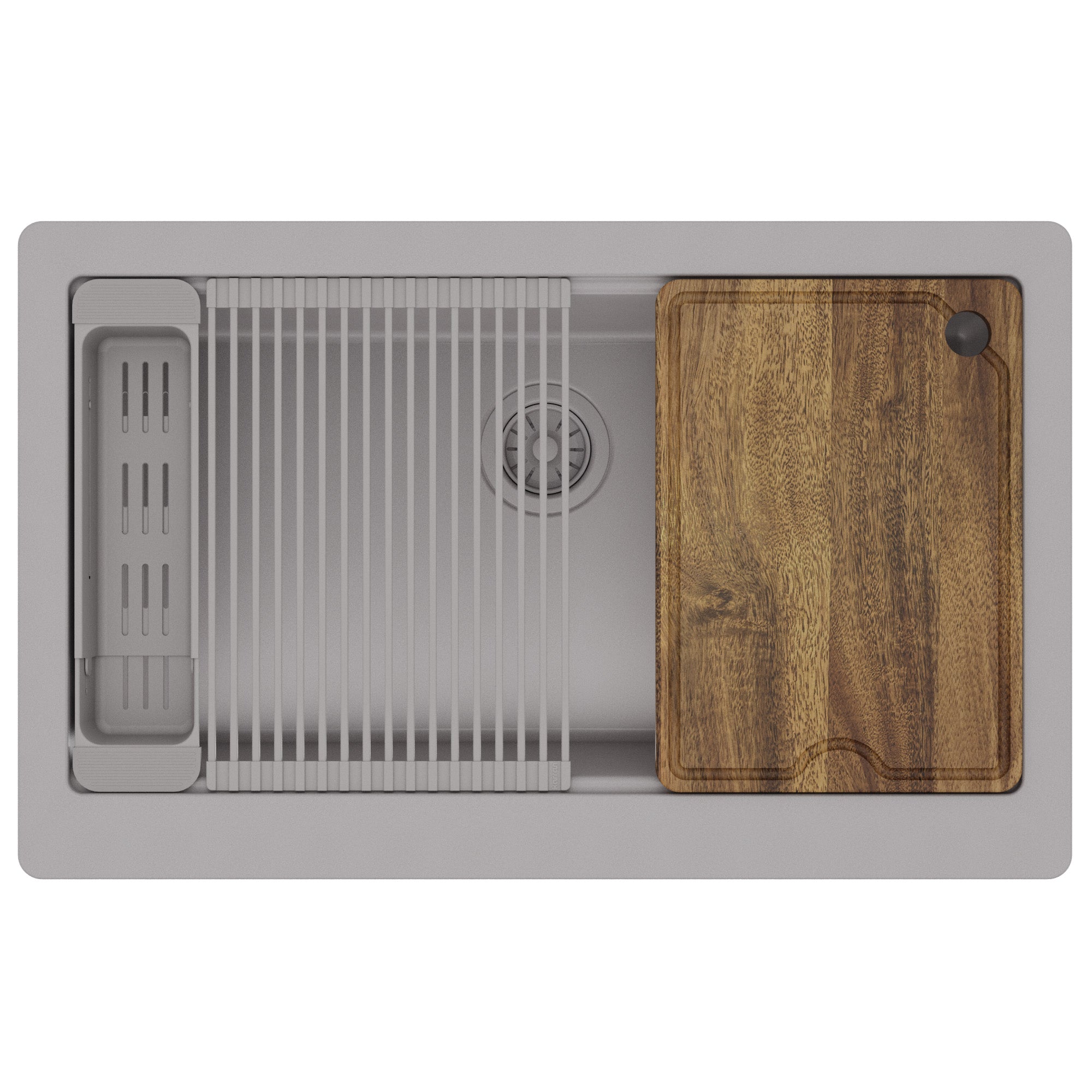 Karran 34 quartz composite workstation farmhouse sink grey product image