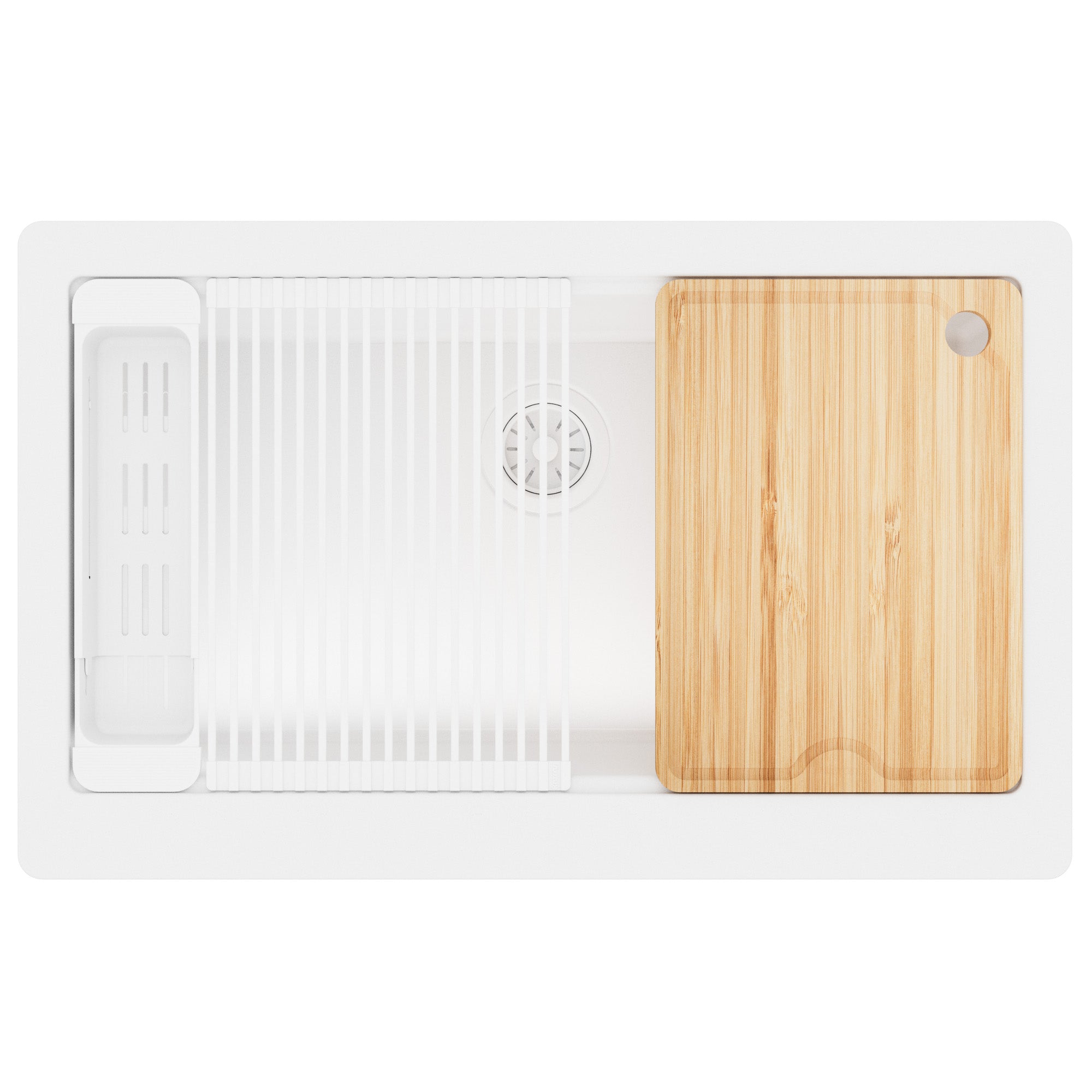 Karran 34 quartz composite workstation farmhouse sink white product image