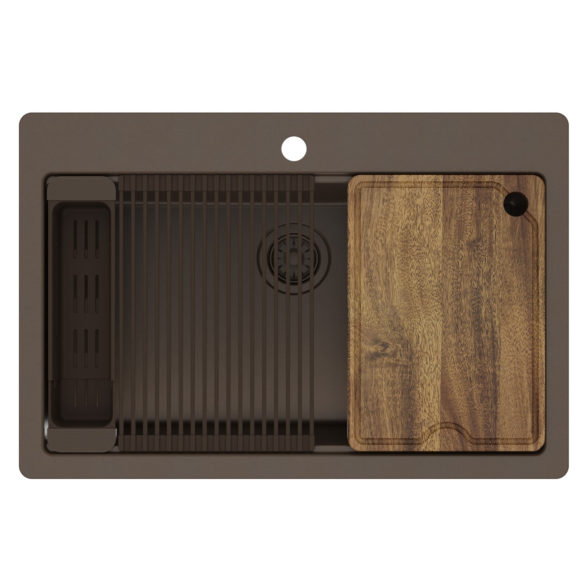 Karran 33 quartz composite workstation kitchen sink brown product image