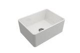 BOCCHI Classico 24" Fireclay Farmhouse Sink Kit with Faucet and Accessories, White (sink) / Chrome (faucet), 1137-001-2024CH