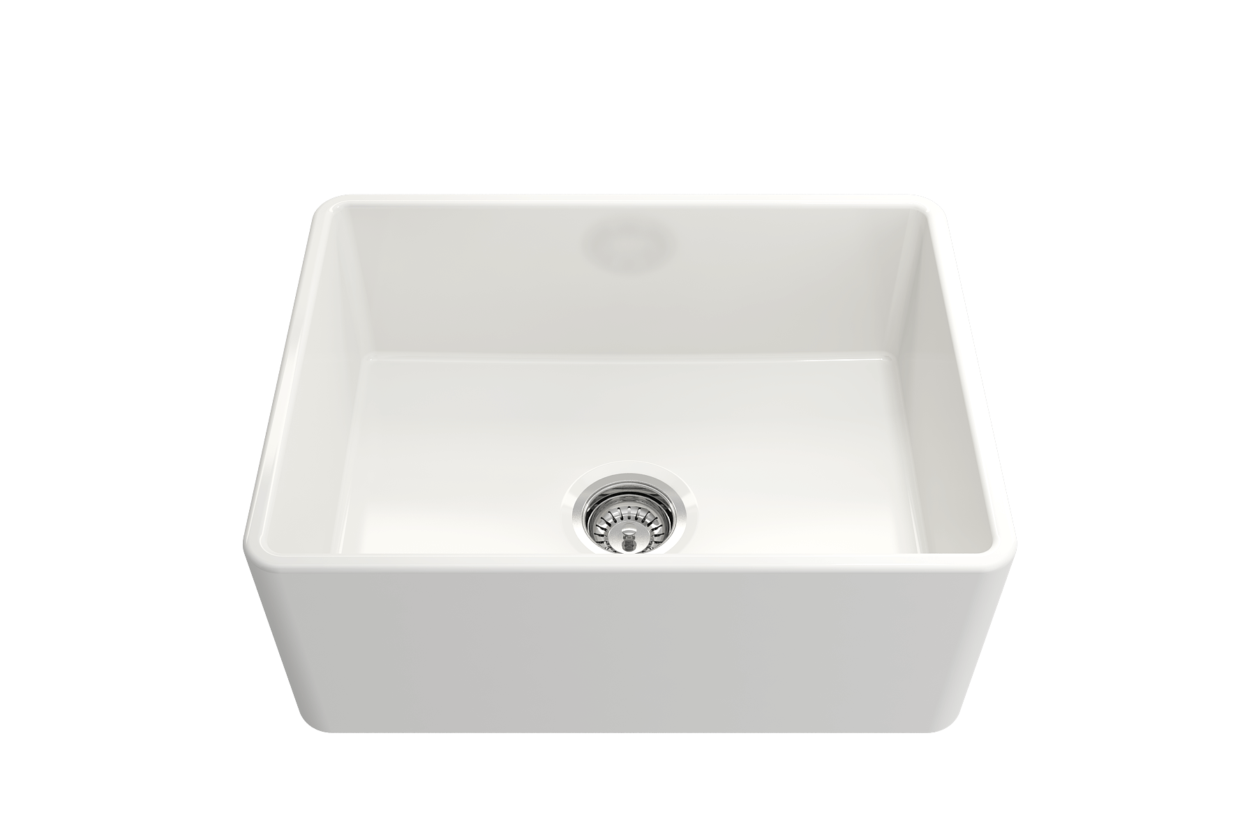 BOCCHI Classico 24" Fireclay Farmhouse Sink Kit with Faucet and Accessories, White (sink) / Stainless Steel (faucet), 1137-001-2024SS