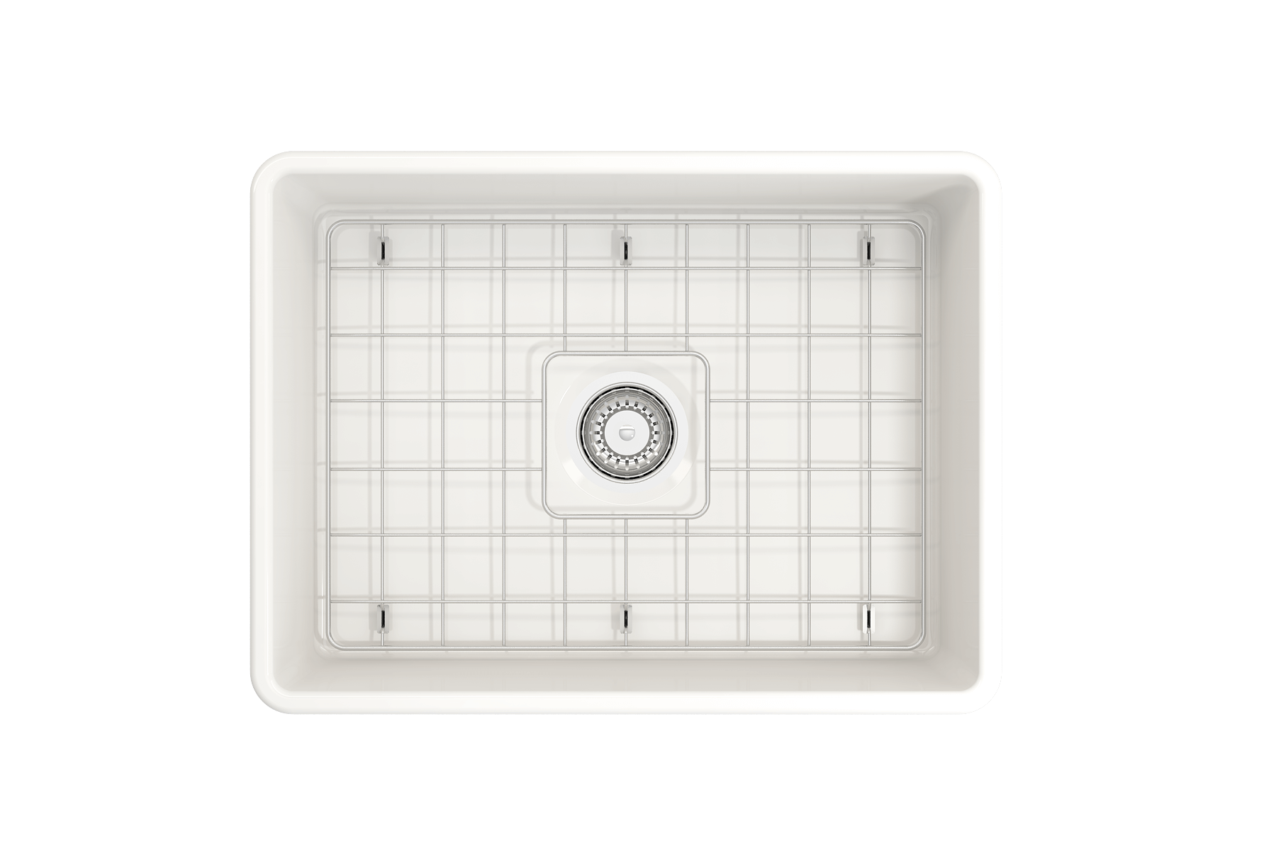 BOCCHI Classico 24" Fireclay Farmhouse Sink Kit with Faucet and Accessories, White (sink) / Stainless Steel (faucet), 1137-001-2024SS