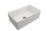 BOCCHI Classico 30" Fireclay Farmhouse Sink Kit with Faucet and Accessories, White (sink) / Stainless Steel (faucet), 1138-001-2020SS