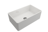 BOCCHI Classico 30" Fireclay Farmhouse Sink Kit with Faucet and Accessories, White (sink) / Chrome (faucet), 1138-001-2020CH