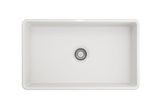 BOCCHI Classico 30" Fireclay Farmhouse Sink Kit with Faucet and Accessories, White (sink) / Chrome (faucet), 1138-001-2020CH