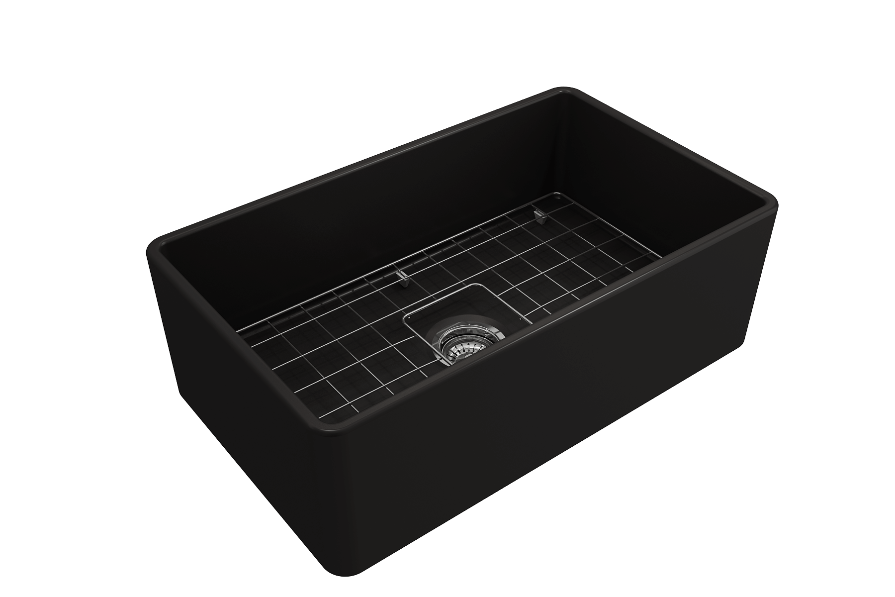 BOCCHI Classico 30" Fireclay Farmhouse Sink Kit with Faucet and Accessories, Matte Black (sink) / Matte Black (faucet), 1138-004-2020MB