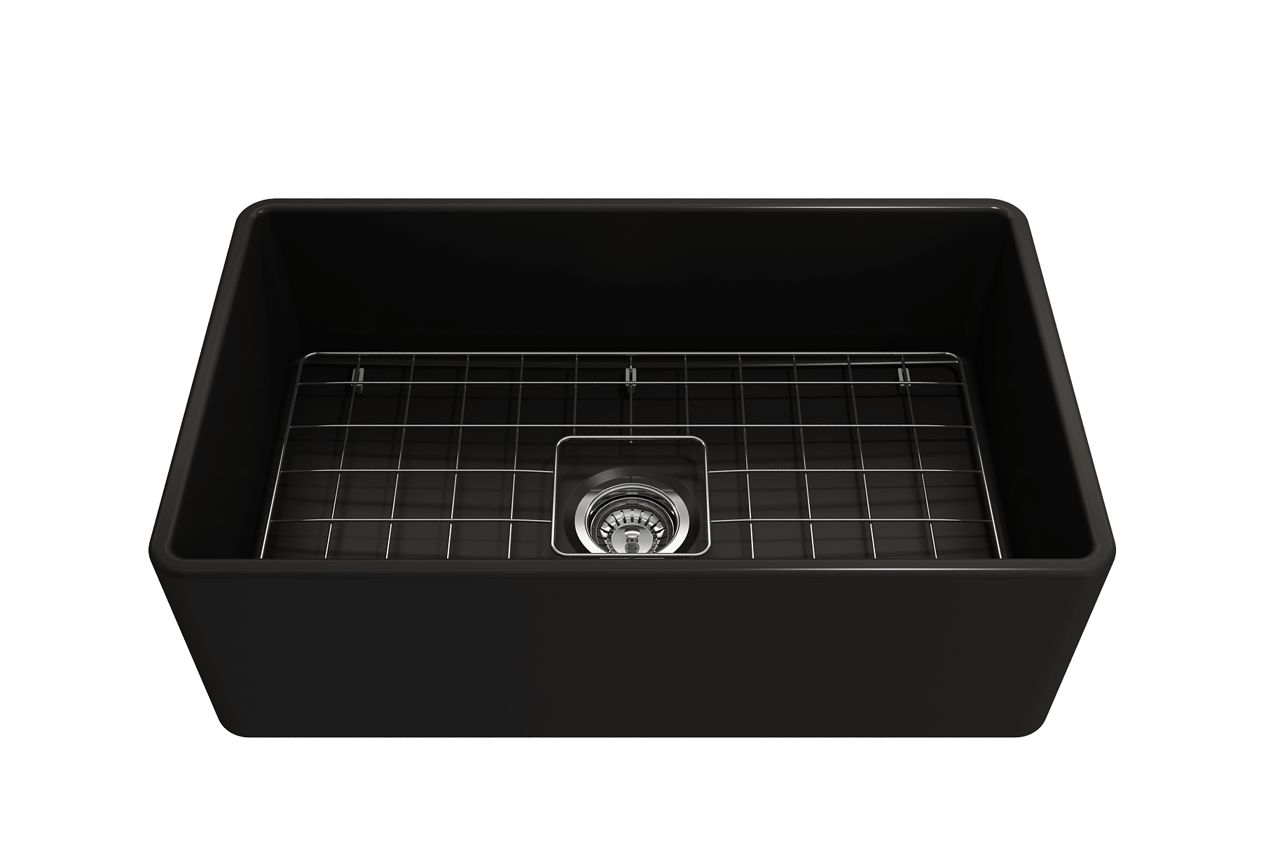 BOCCHI Classico 30" Fireclay Farmhouse Sink Kit with Faucet and Accessories, Matte Black (sink) / Matte Black (faucet), 1138-004-2020MB