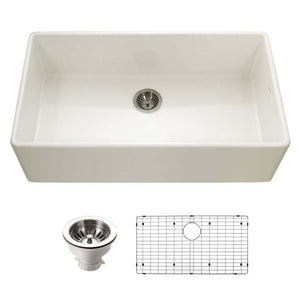 Alternate Image for Houzer Platus 36 inch Biscuit Fireclay Apron Front Farmhouse Single Bowl Kitchen Sink - PTG-3600 BQ-C