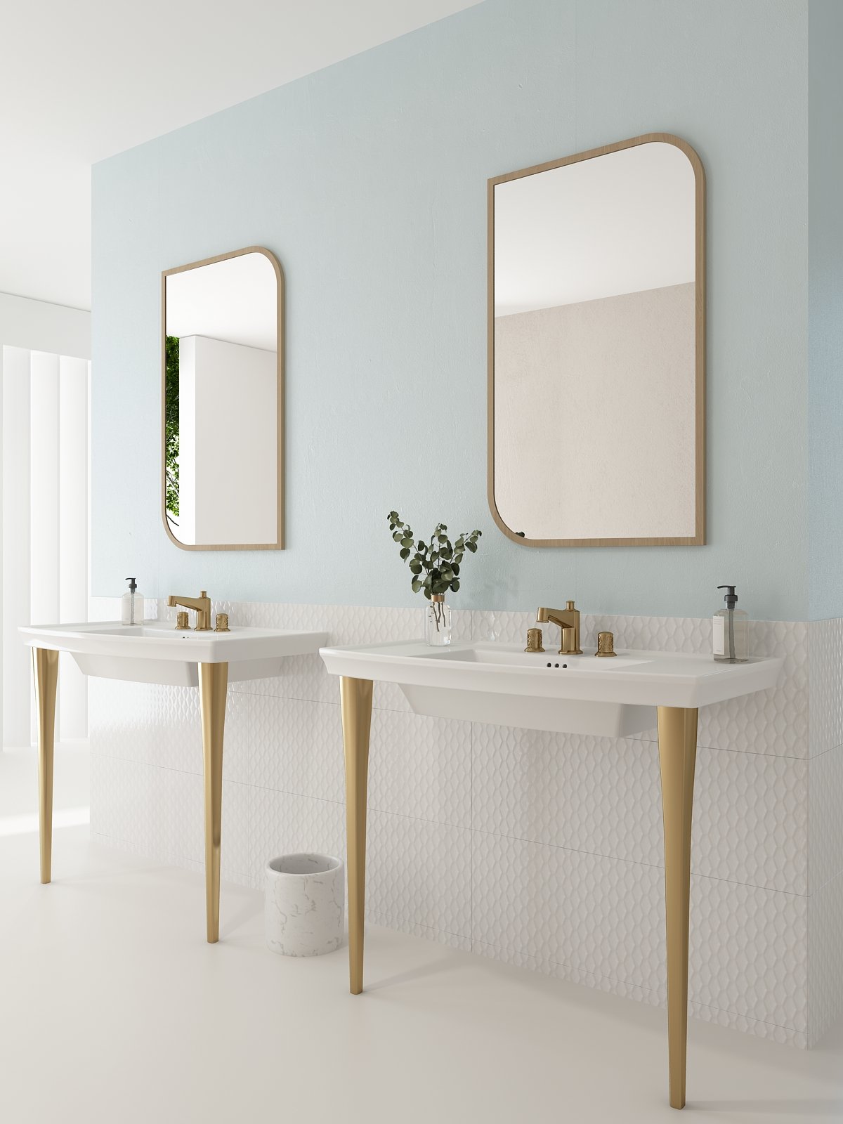 BOCCHI Lavita 40" Rectangle Wallmount Fireclay Bathroom Sink, Biscuit, 3 Faucet Hole, 1168-014-0127