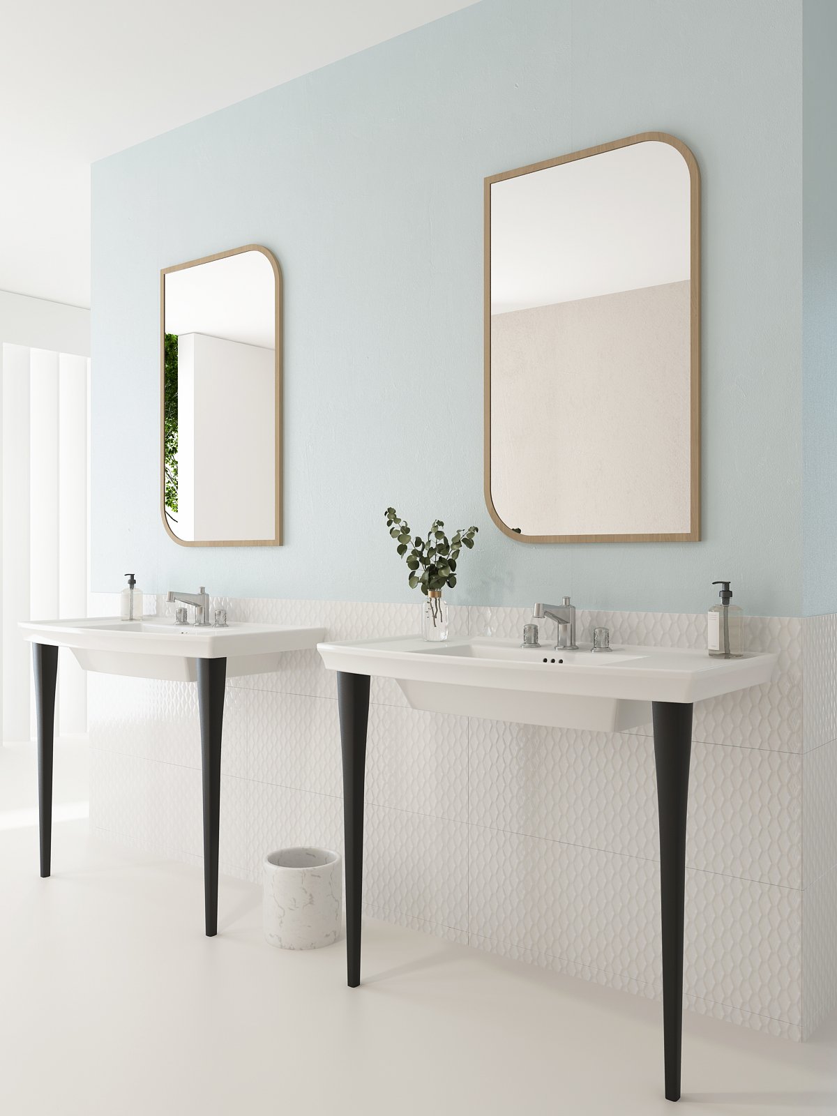 BOCCHI Lavita 40" Rectangle Wallmount Fireclay Bathroom Sink, Biscuit, 3 Faucet Hole, 1168-014-0127