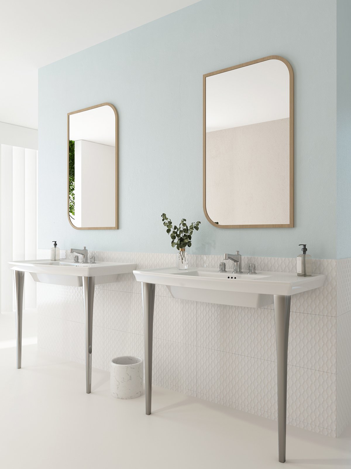 BOCCHI Lavita 40" Rectangle Wallmount Fireclay Bathroom Sink, Biscuit, 3 Faucet Hole, 1168-014-0127