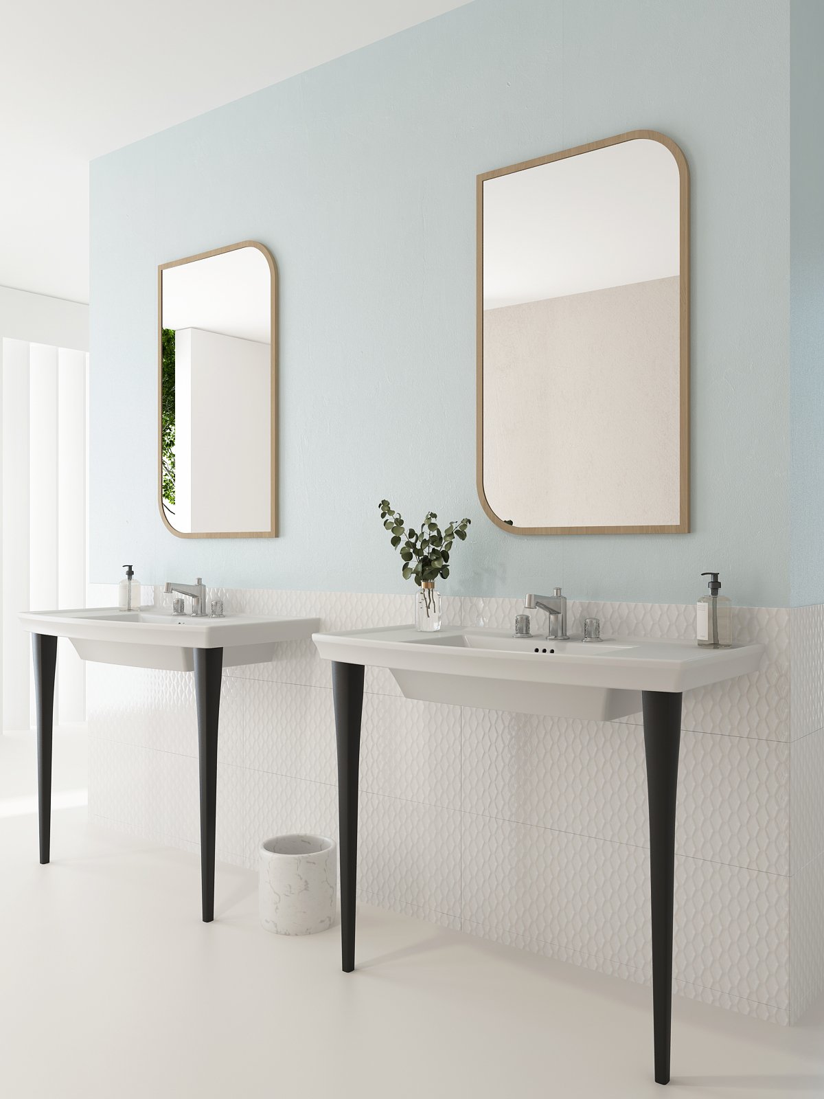 BOCCHI Lavita 40" Rectangle Wallmount Fireclay Bathroom Sink, Matte White, 3 Faucet Hole, 1168-002-0127