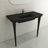 BOCCHI Lavita 40" Rectangle Wallmount Fireclay Bathroom Sink, Matte Black, 3 Faucet Hole, 1168-004-0127