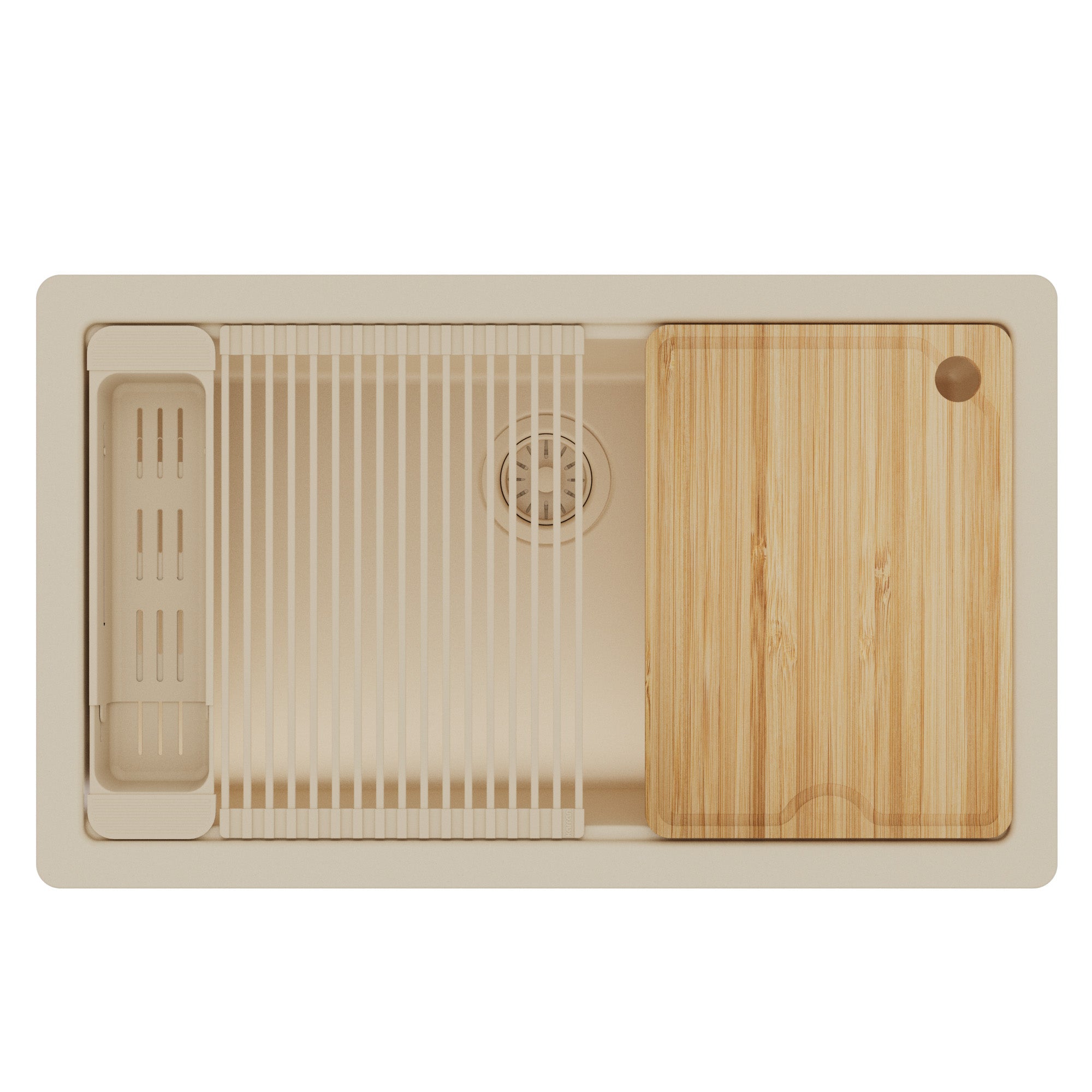 Karran 32 quartz composite workstation kitchen sink bisque product image