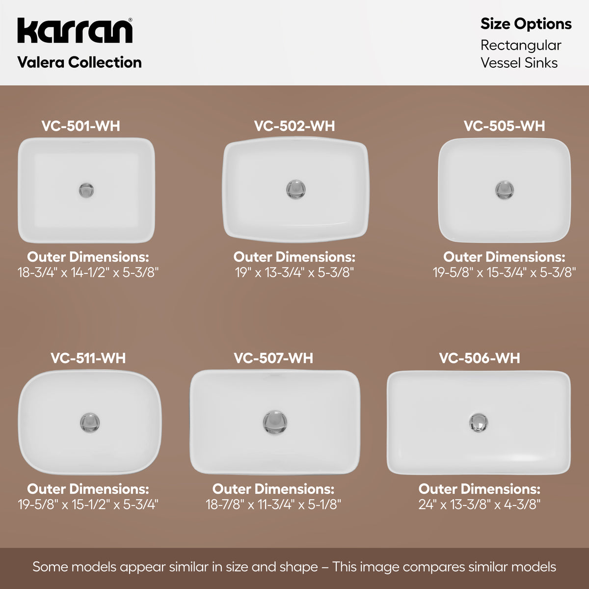 Alternative View of Karran Valera 19" x 13.25" x 4.5" Rectangular Vessel Vitreous China ADA Bathroom Sink, White, VC-502-WH