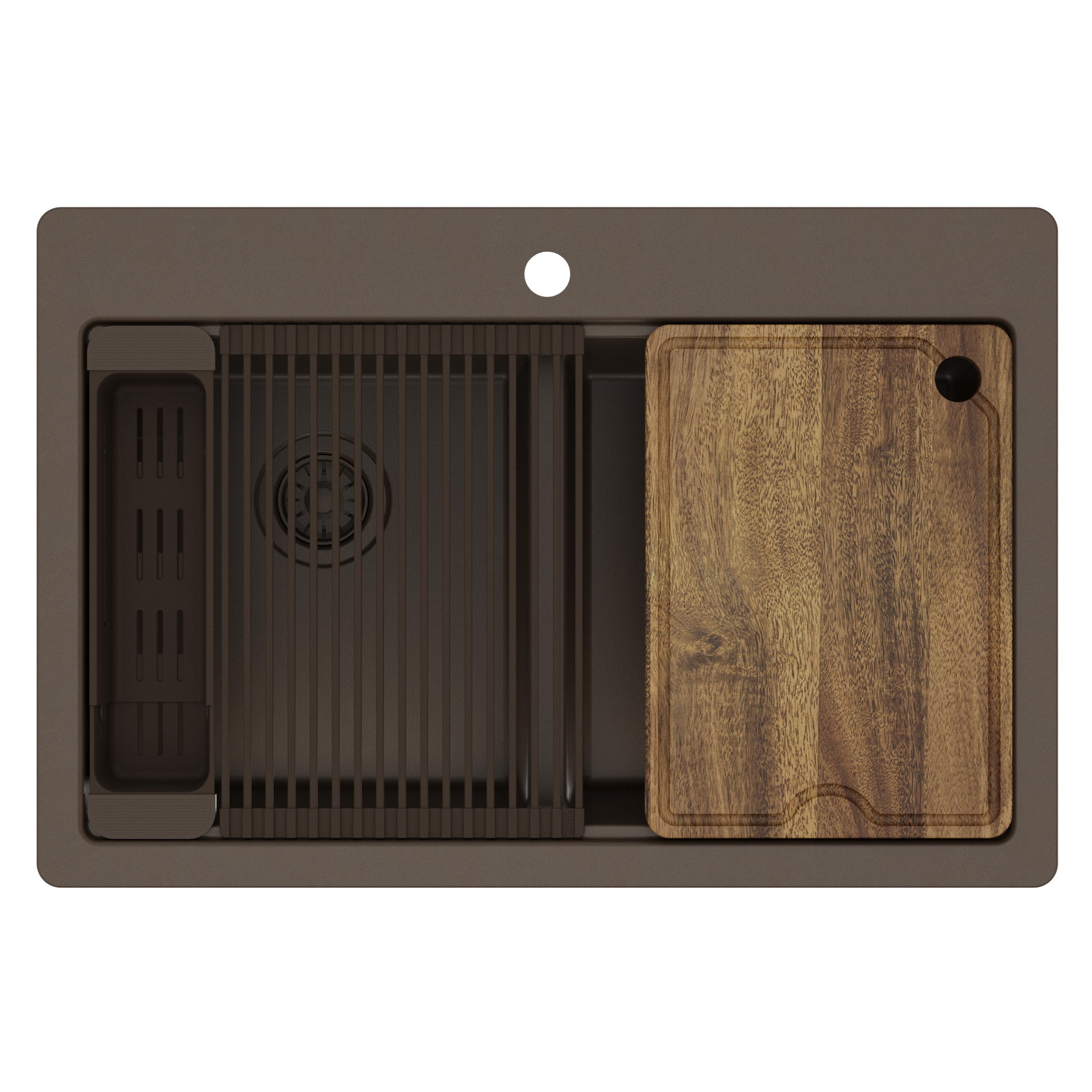 Karran 33 quartz composite workstation kitchen sink 50/50 double bowl brown product image
