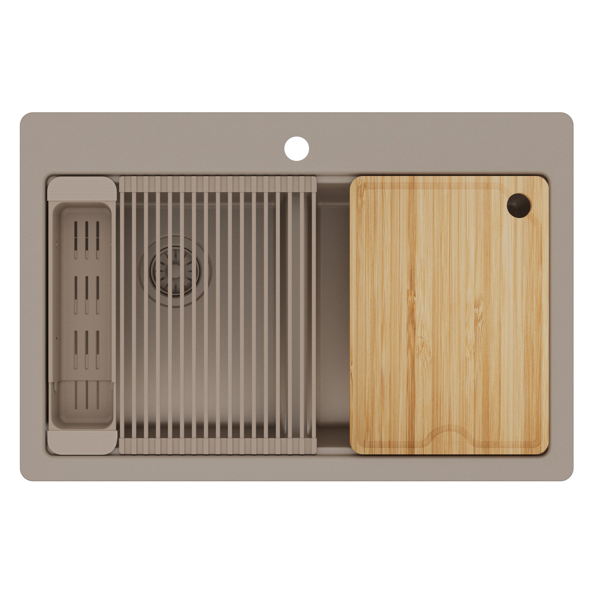 Karran 33 quartz composite workstation kitchen sink 50/50 double bowl concrete product image