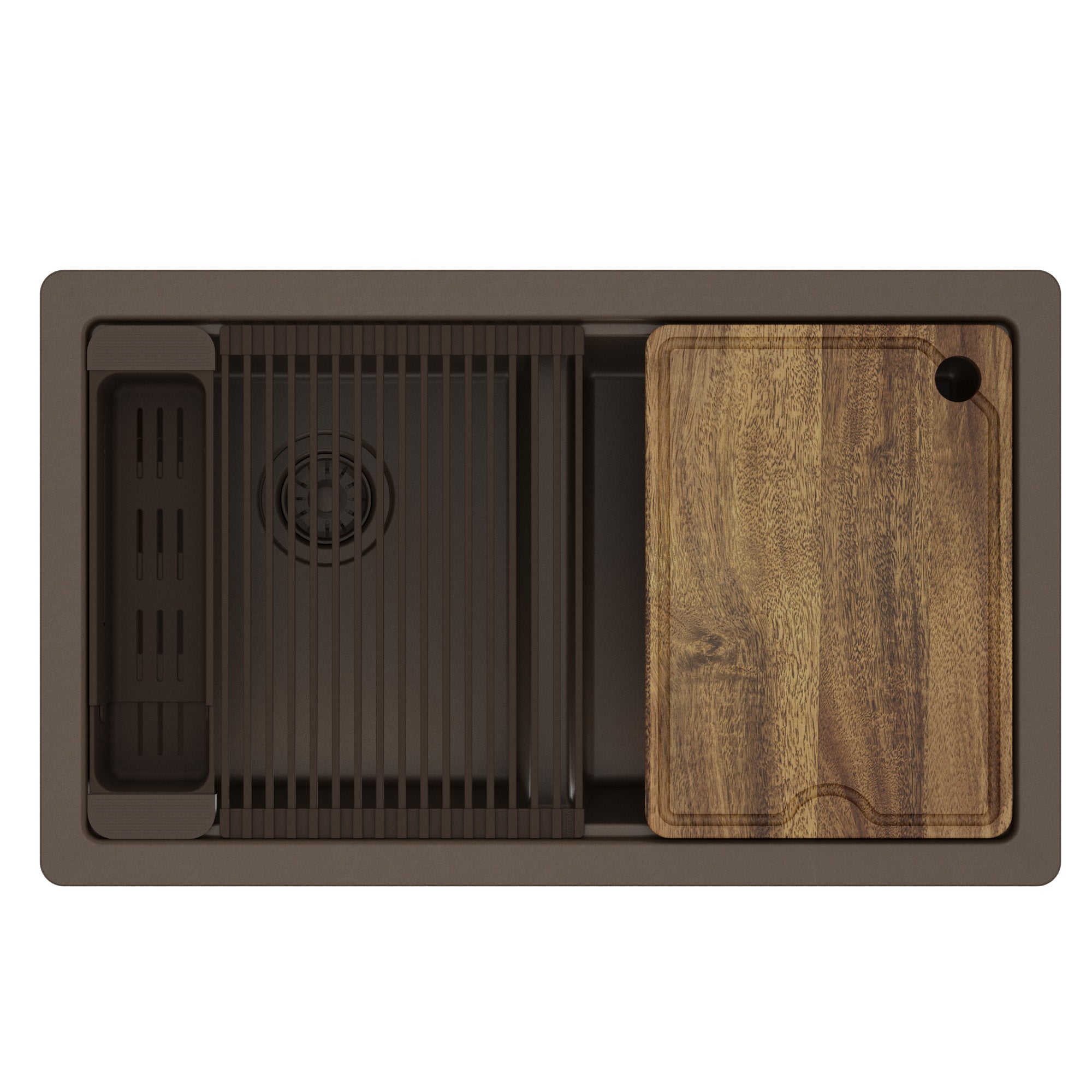 Karran 32 quartz composite workstation kitchen sink 50/50 double bowl brown product image