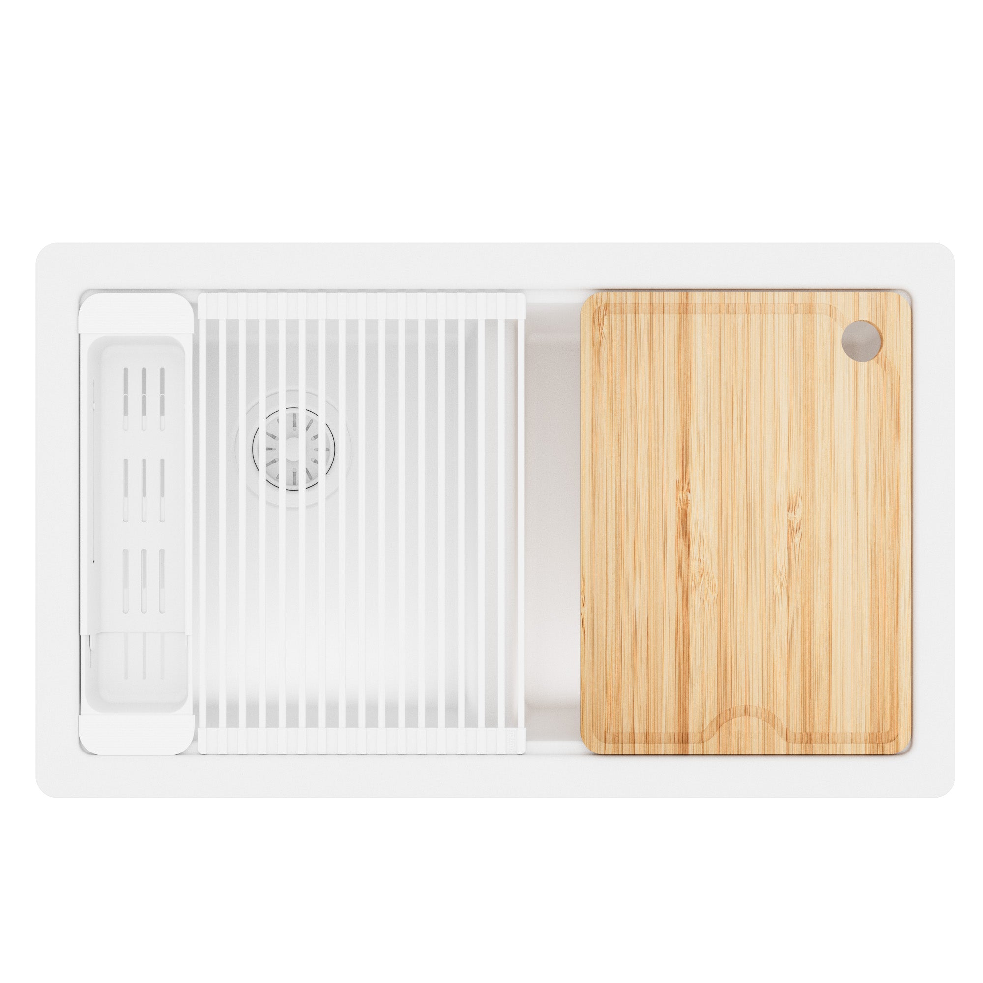 Karran 32 quartz composite workstation kitchen sink 50/50 double bowl white product image