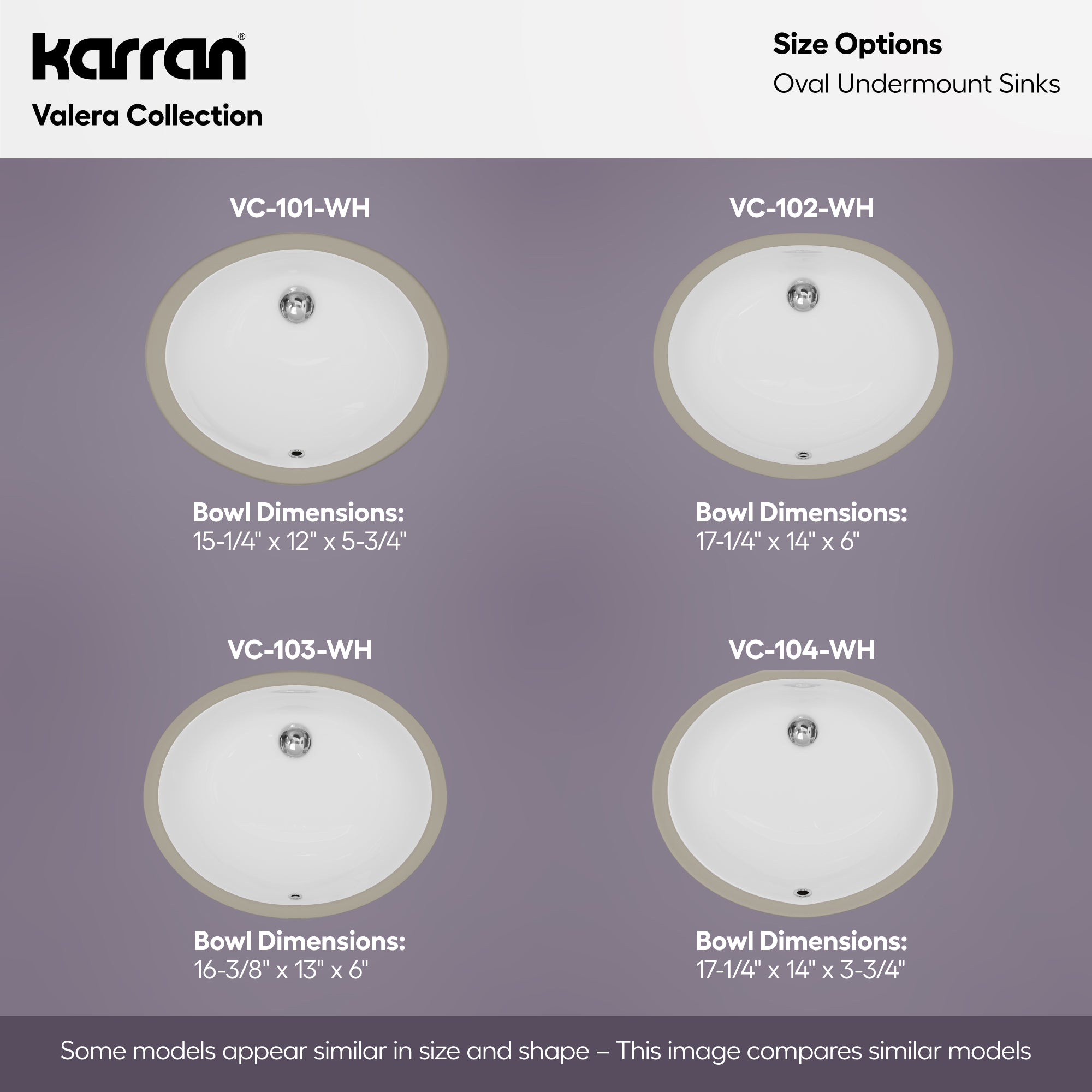 Karran Valera 15" x 18.125" Oval Undermount Vitreous China Bathroom Sink, White, VC-103-WH