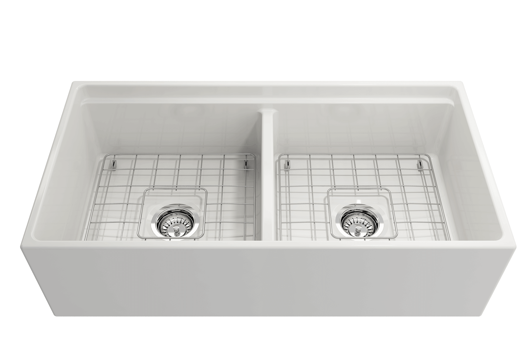 BOCCHI Contempo 36" White Fireclay Workstation Farmhouse Sink Kit with Stainless Steel Faucet and Accessories, 50/50 Double Bowl, 1348-001-2020SS