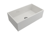 BOCCHI Contempo 33" Fireclay Farmhouse Sink Kit with Faucet and Accessories, White (sink) / Chrome (faucet), 1352-001-2020CH