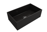 BOCCHI Contempo 33" Fireclay Farmhouse Sink Kit with Faucet and Accessories, Matte Black (sink) / Matte Black (faucet), 1352-004-2020MB