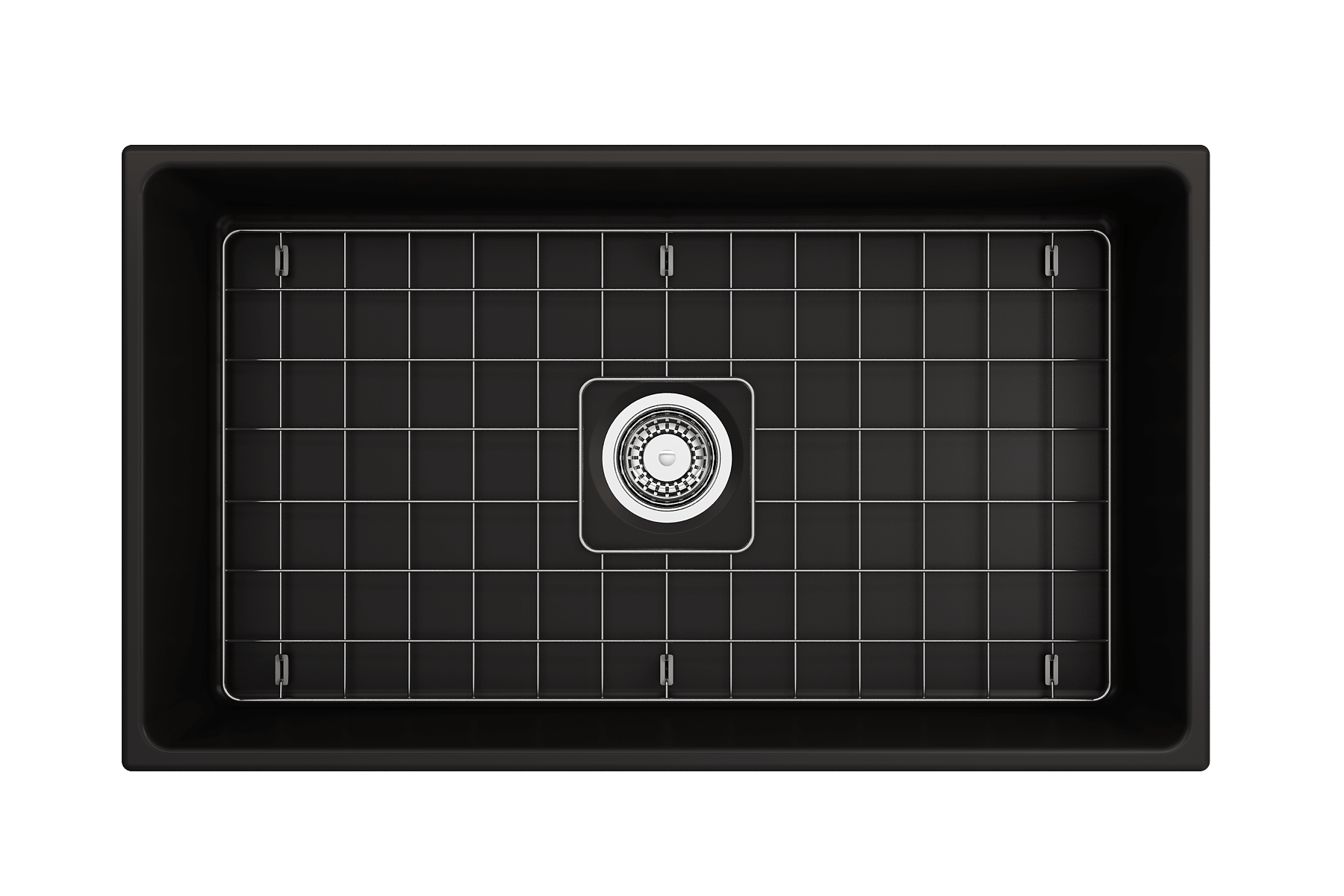 BOCCHI Contempo 33" Fireclay Farmhouse Sink Kit with Faucet and Accessories, Matte Black (sink) / Matte Black (faucet), 1352-004-2020MB