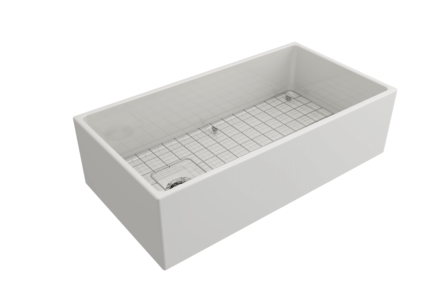 BOCCHI Contempo 36" Fireclay Farmhouse Sink Kit with Faucet and Accessories, White (sink) / Chrome (faucet), 1354-001-2020CH
