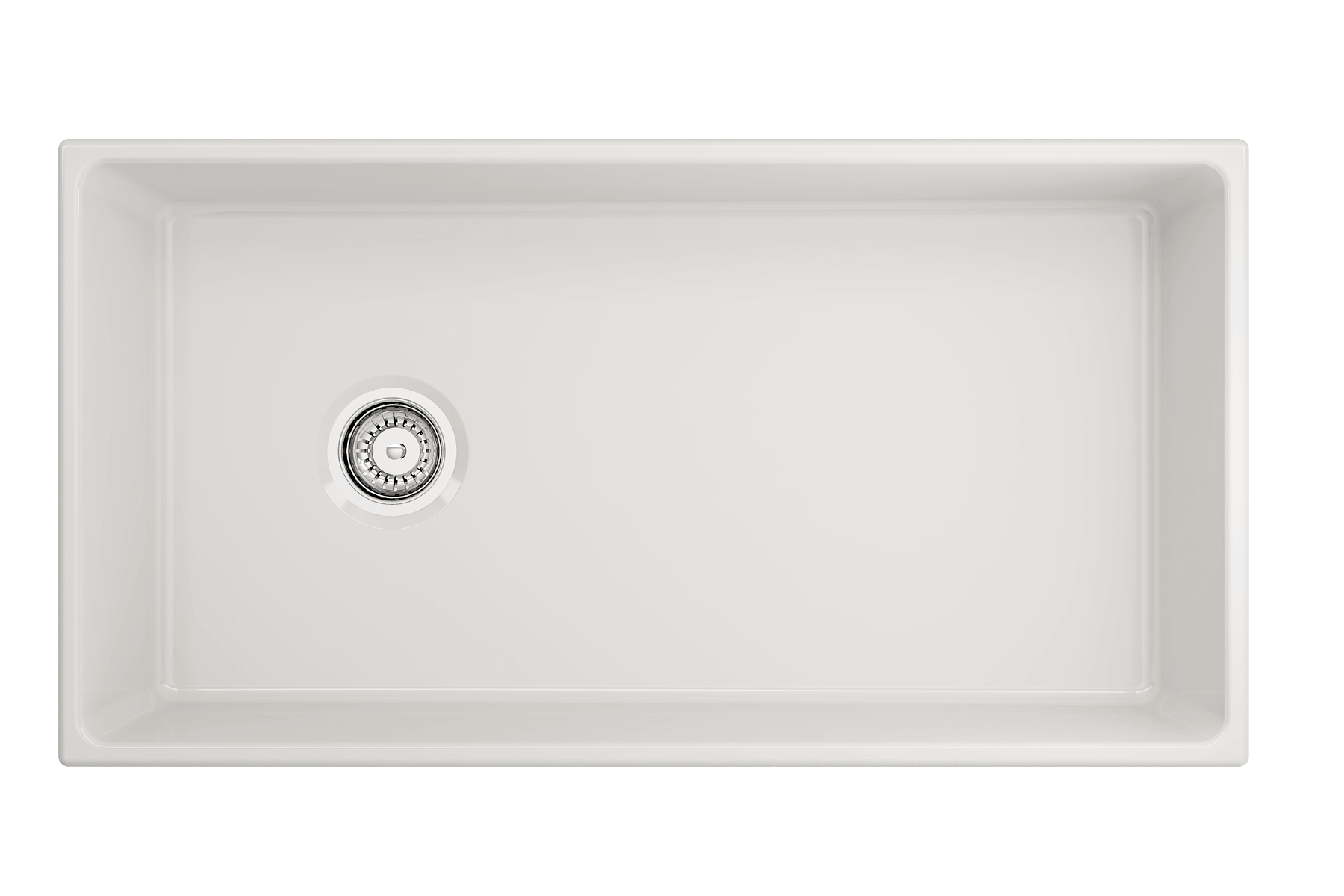 BOCCHI Contempo 36" Fireclay Farmhouse Sink Kit with Faucet and Accessories, White (sink) / Chrome (faucet), 1354-001-2020CH