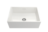 BOCCHI Contempo 27" Fireclay Farmhouse Sink Kit with Faucet and Accessories, White (sink) / Chrome (faucet), 1356-001-2020CH