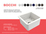 BOCCHI Sotto 18" Fireclay Bar/Prep Sink Kit with Accessories, White, 1359-001-KIT1