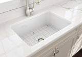 BOCCHI Sotto 27" Fireclay Dual Mount Single Bowl Kitchen Sink Kit with Accessories, White, 1360-001-KIT1