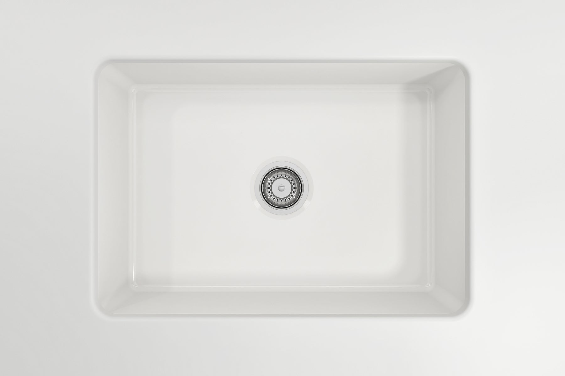 BOCCHI Sotto 27" Fireclay Dual Mount Single Bowl Kitchen Sink Kit with Accessories, White, 1360-001-KIT1