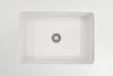 BOCCHI Sotto 27" White Fireclay Dual Mount Single Bowl Kitchen Sink Kit with Chrome Faucet and Accessories, 1360-001-2024CH