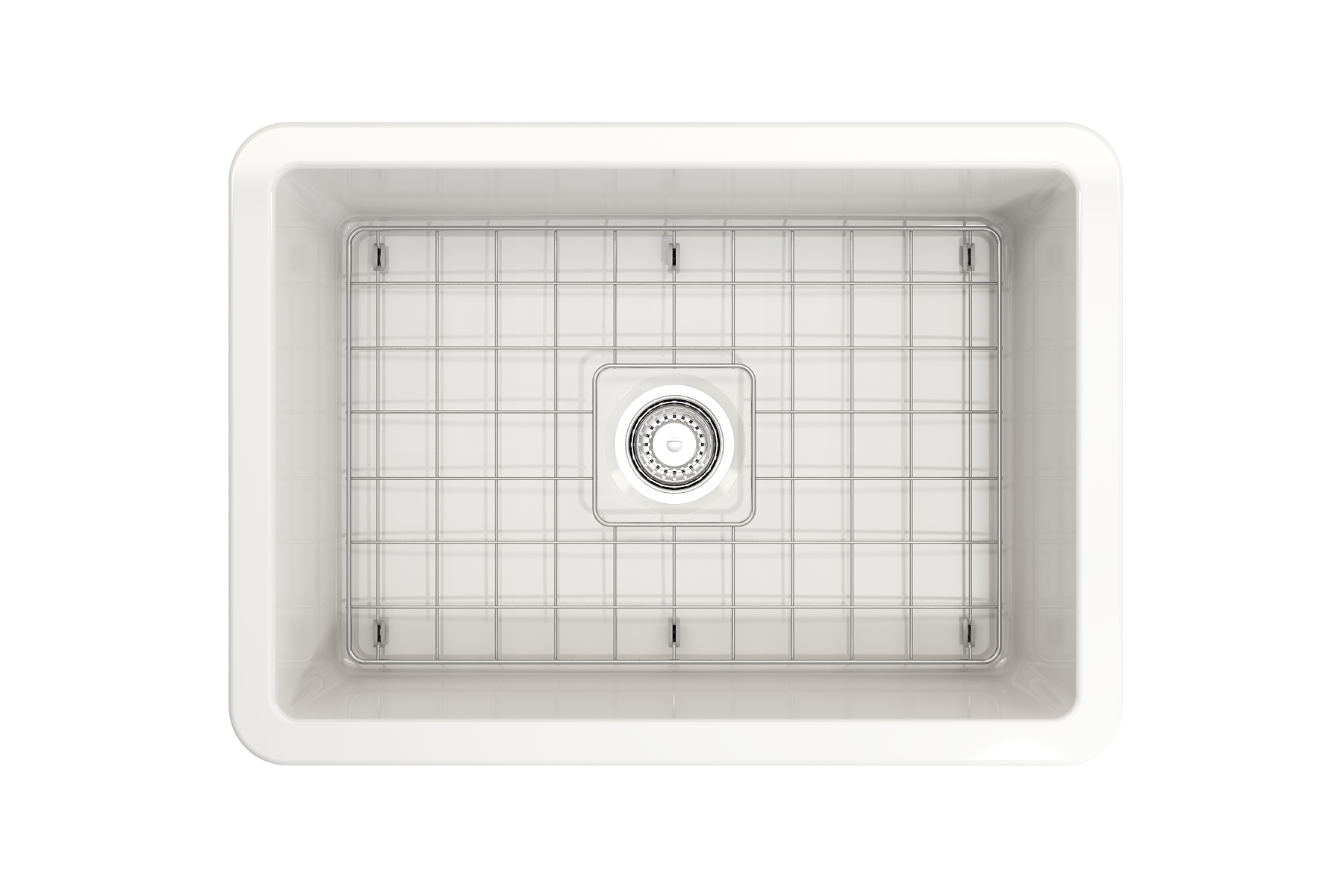 BOCCHI Sotto 27" Fireclay Dual Mount Single Bowl Kitchen Sink Kit with Accessories, White, 1360-001-KIT1