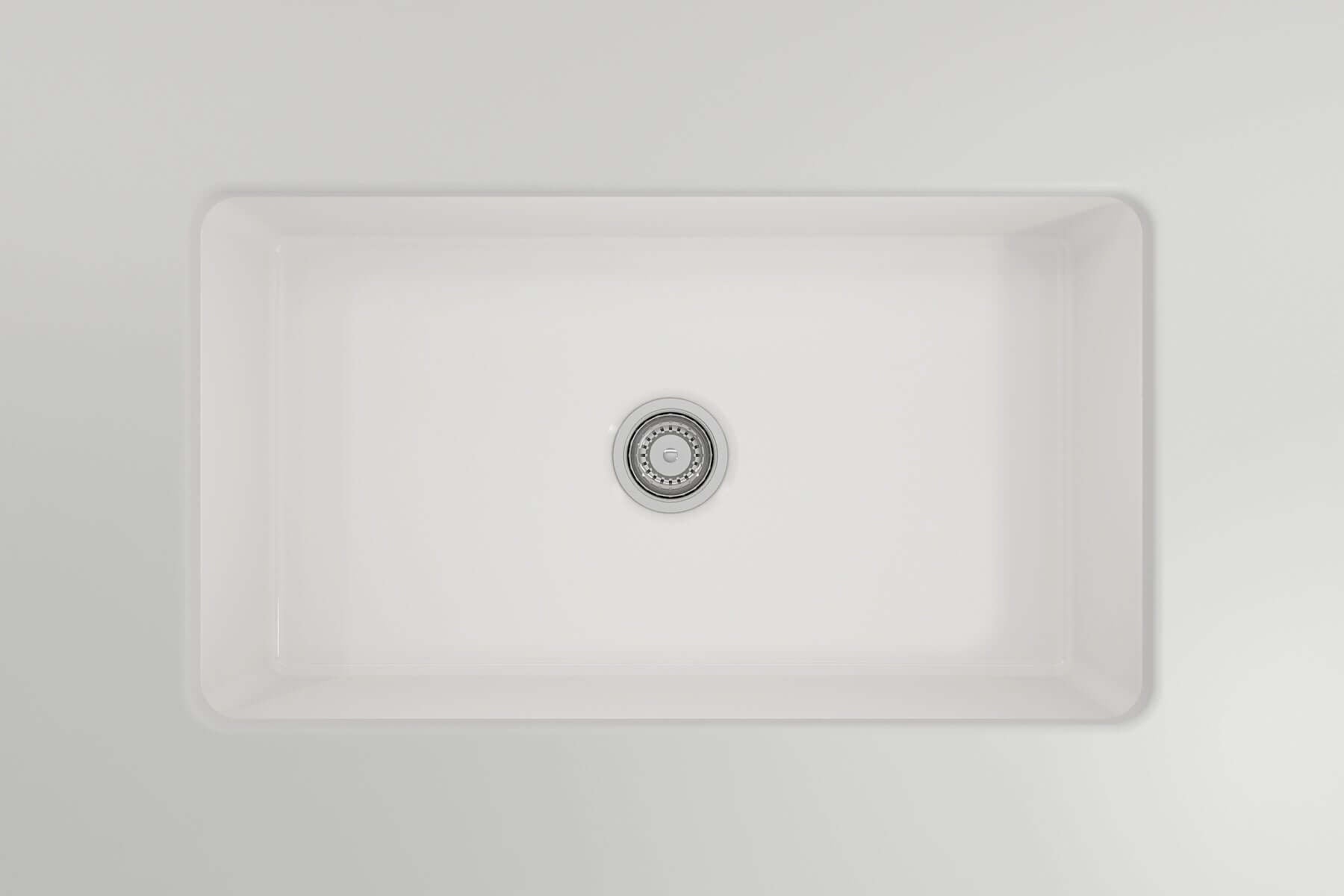 BOCCHI Sotto 32" Dual Mount Fireclay Workstation Kitchen Sink Kit with Accessories, White, 1362-001-KIT1