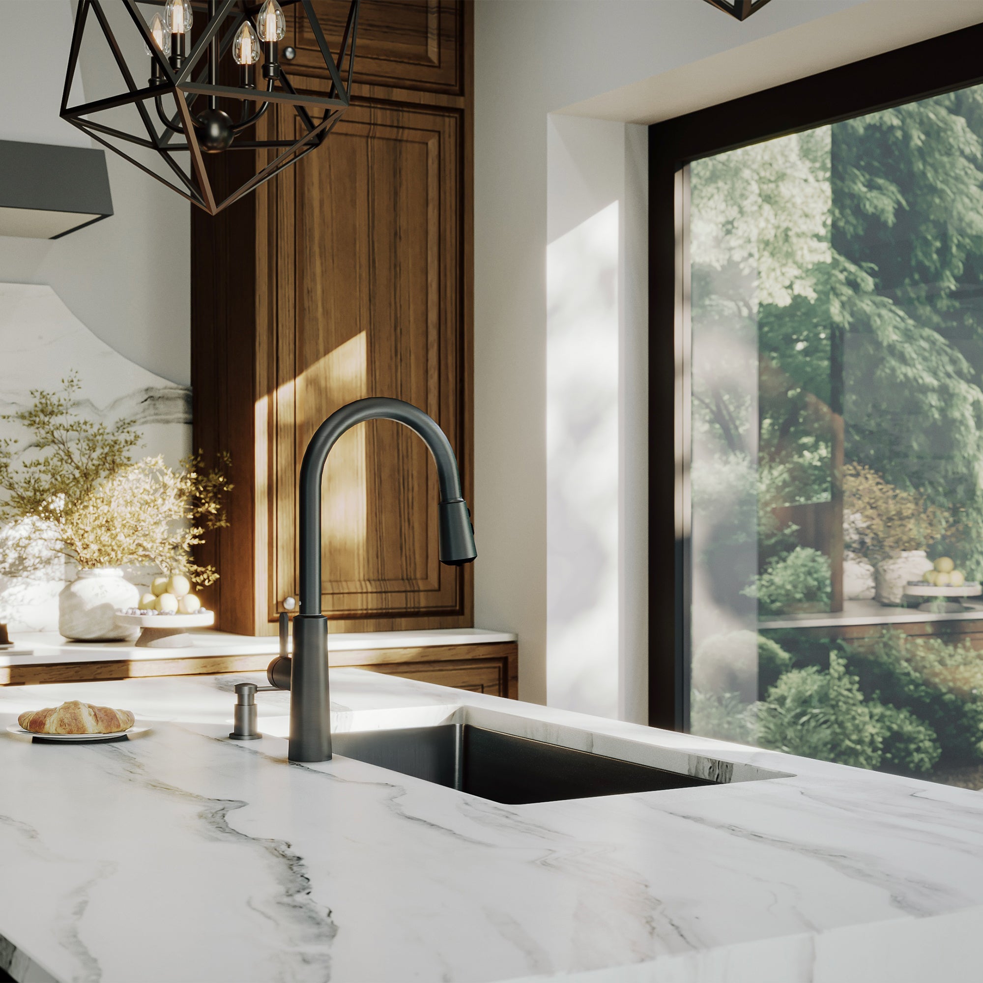 Karran elite 32 stainless steel kitchen sink gunmetal black lifestyle image