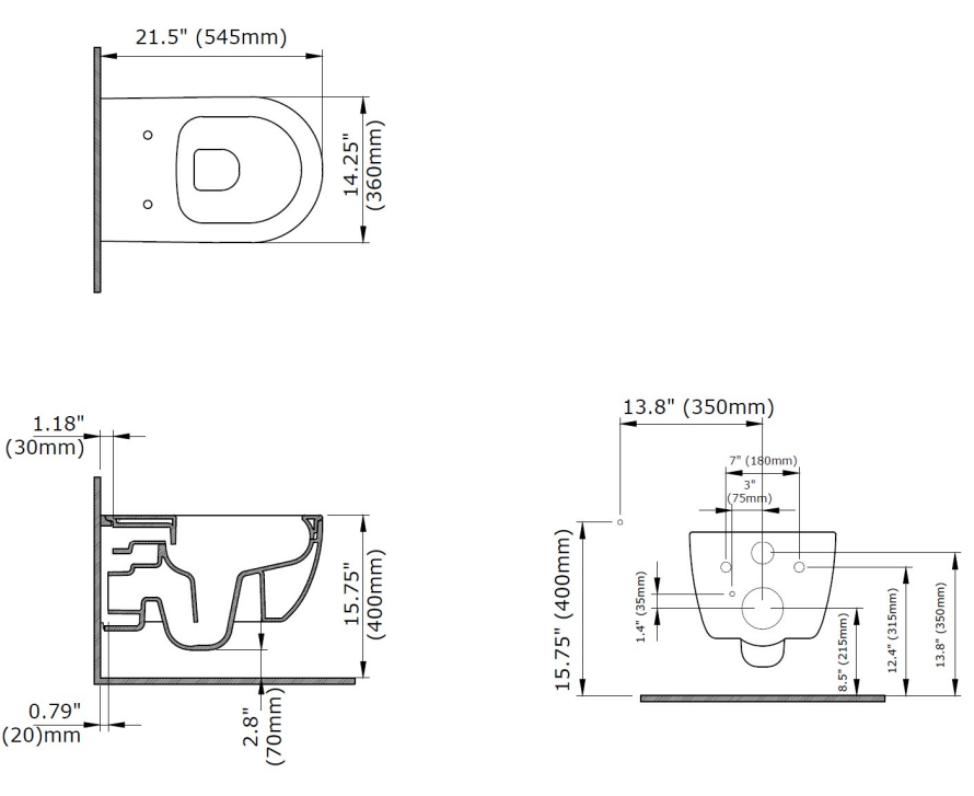 BOCCHI Vettore Wall-Hung Toilet Bowl in Biscuit, 1416-014-0129